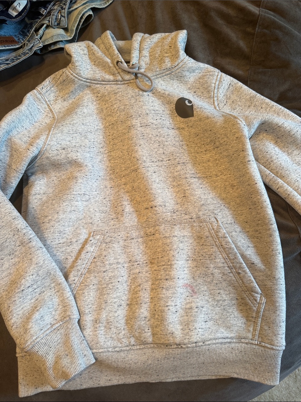 Carhartt Light Heather Gray Pullover Hoodie with Chest Logo